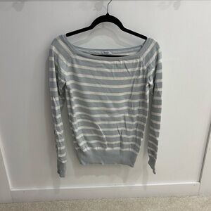 Brandy Melville Light Blue and White Striped Sweater